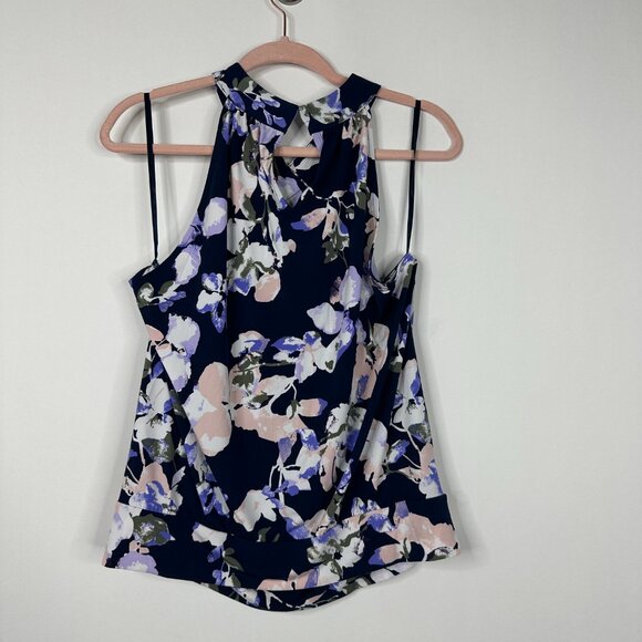 NWT White House Black Market Cross Halter Top Bouquet Mix Twilight Navy #WHBM41 - Picture 3 of 8
